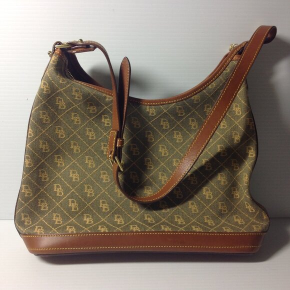 Vintage Dooney & Bourke Shoulder Monogram Handbag Army Green